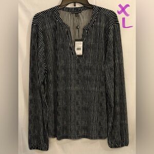 Adrianna Papell Black and White Pinstripe Blouse